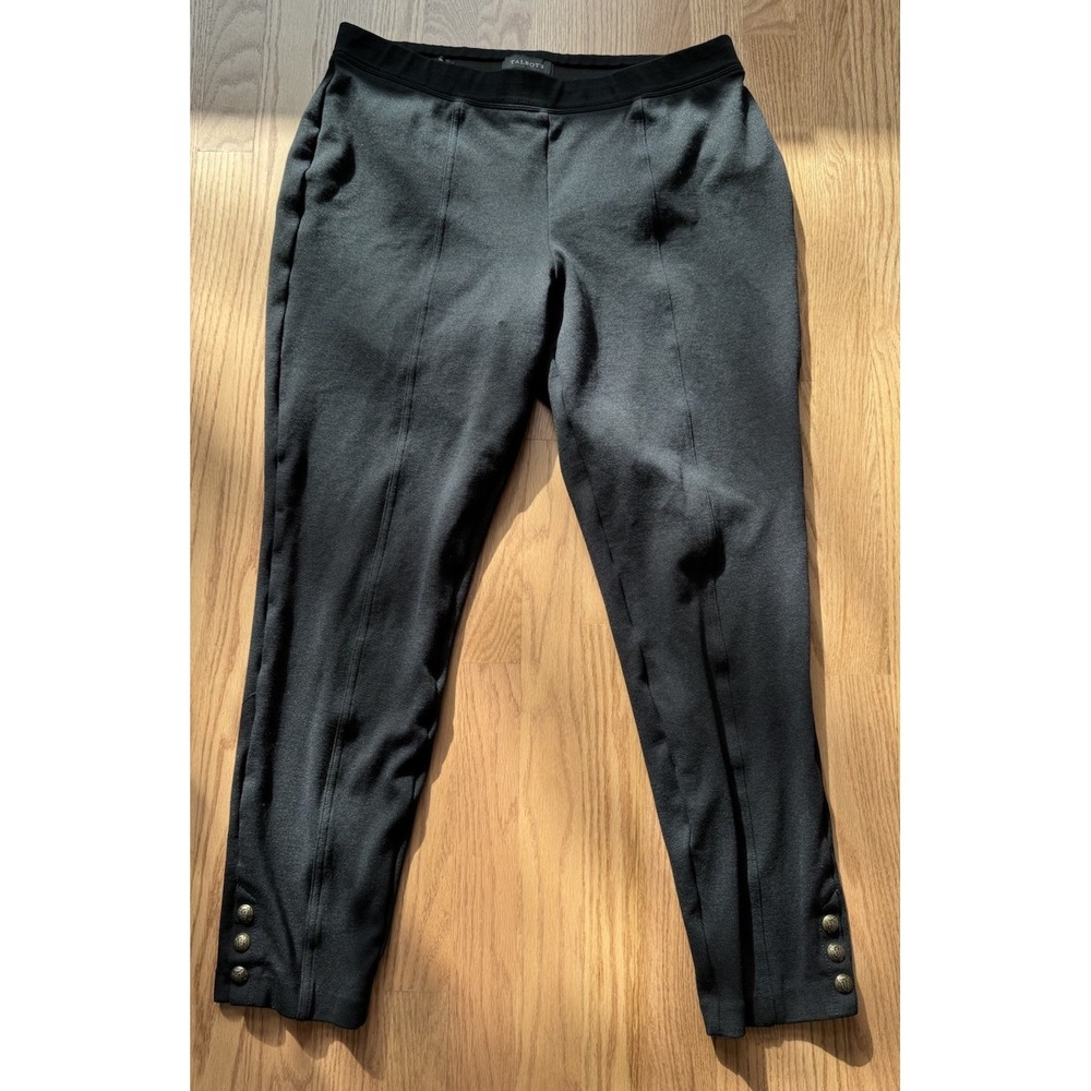 Talbots Black Ponte Ankle Pants - Gold Crest Button Detail 1X Plus Size Workwear